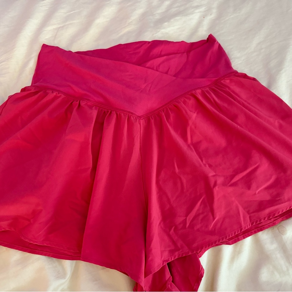 Aerie RealMe Crossover Flowy Hot Pink Shorts